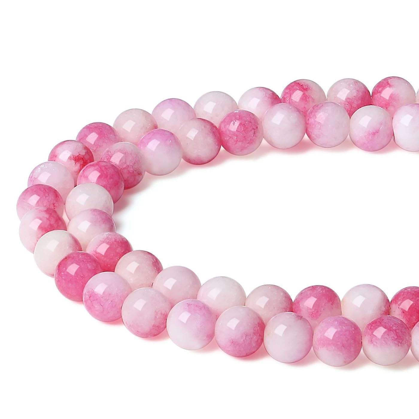 XIANNVXI 8mm Round Pink Beads for Crafting,Pink Crystal Beads for Jewellery Making for Jewelry Making 47 Pcs — image 1