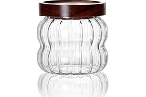 LUCKTE Glass Food Storage Container Jar with Airtight Seal Acacia Wood Lids Clear Glass canister Coffee,Tea,Spice Containers 