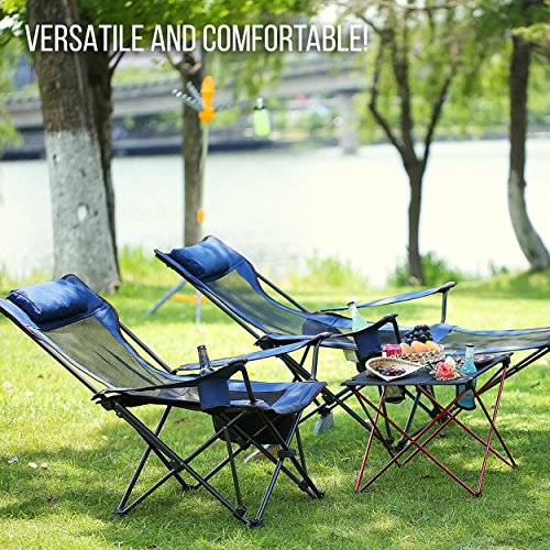Camp Solutions Light Weight Backpacking Reclining/Lounging Camping Folding Chair with Headrest & Footrest
