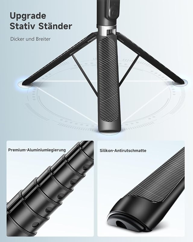 180cm Handy Stativ & Selfie Stick, Aluminium Integriertes Ausziehbares Stativ für Smartphone, Tragbarer Reisestativ-Ständer mit drahtloser Fernbedienung für iPhone/Samsung/Android/Kamera