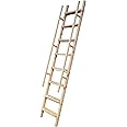 DIYHD 87" Glab Handle Knotty Pine Wood Ladder Sliding Library Roller Ladder,Fit FD Black Track Library Sliding Hardware