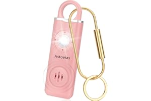 ASTOEIAS Rechargeable Personal Safety Alarm for Women，Extra Large Strobe LED Light Personal and 130dB Siren，Personal Emergency Security Safe Devices Key Chain Alarms for Women Kids Elderly (Pink)