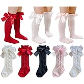 QandSweet Baby Girl Knee-High Socks Toddlers Bow Stockings Newborn Infant Non-Slip Sock