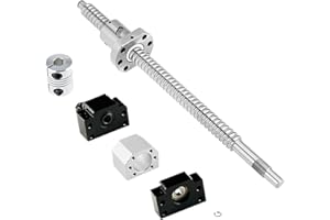 ANWOKIT ANWOK SFU1605-300mm Anti Backlash Ballscrews with Metal Ballnuts + BK/BF12 End Support + DSG16H Ballnut Housing for CNC, Ballscrew RM1605 Length 9.8 inch/300mm with End Machined