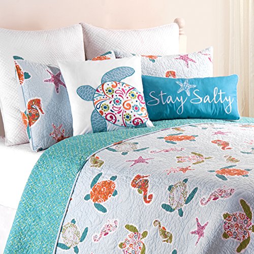 C&F Home St. Kitts Twin Quilt Set 2 Piece Coastal Beach Sea Life Turtle Seahorse Starfish Machine Washable Reversible