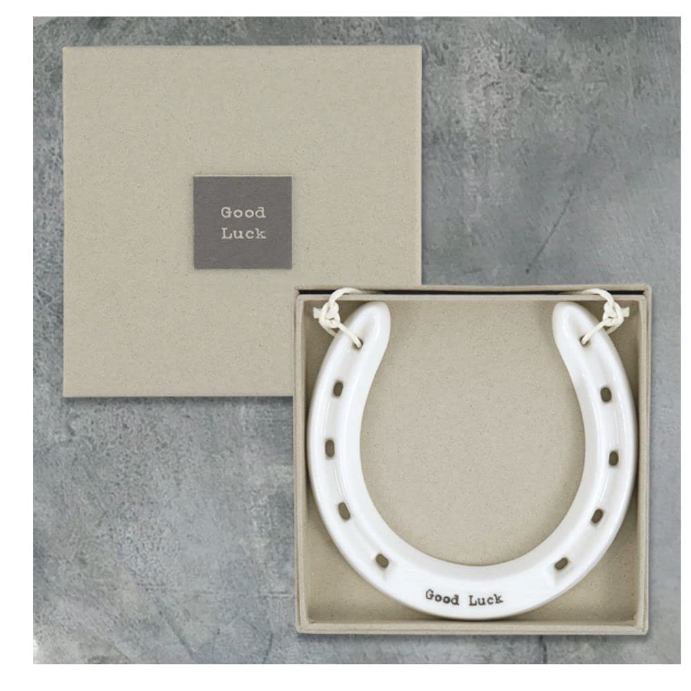 East of India White Porcelain Lucky Horseshoe Good Luck Just Married Gift Boxed (Good Luck)
