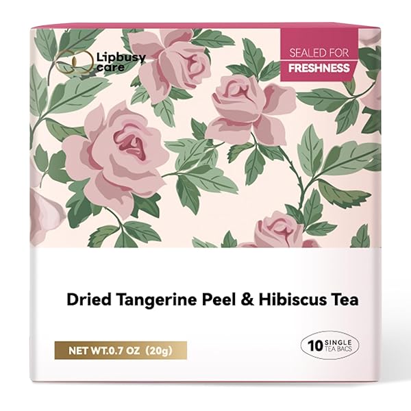 LIPBUSY CARE HIBISCUS TANGERINE COLD BREW TEA BAGS, CAFFEINE FREE 10 BAGS (PACK OF 1), NATURAL DRIED HIBISCUS FLOWERS HERBAL TEA, TE FLOR DE JAMAICA ORGANICA FOR BLOOD PRESSURE -HOT OR ICED TEA