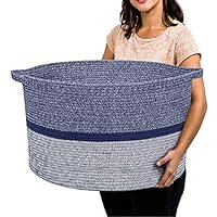 RUNKA Extra Large Storage Basket 22" x 14", Soft Woven Large Basket with Handles,Extra Large Basket and Organizer for Laundry, Toys, Books and Baby Blankets