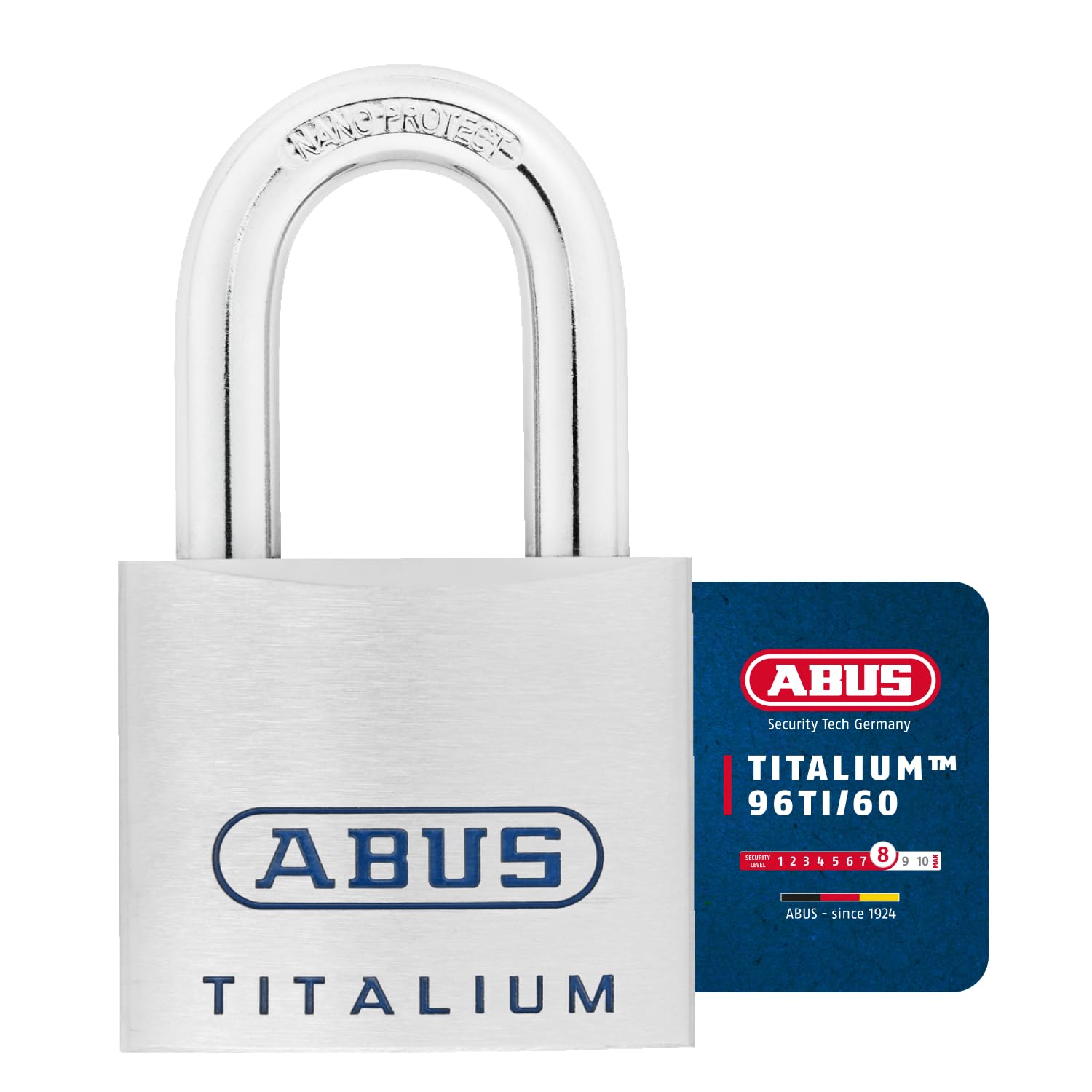 ABUS Mechanical 96TI/60 KA 7566 Titanium Open Shackle Padlock, 60 mm