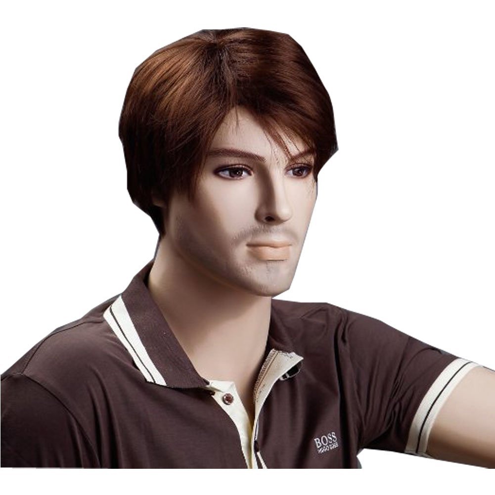 Hot Fashion Brown Short Men Hair Wigs Online Natural Wigs