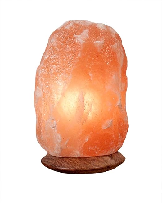 HIMALAYA SALT DREAMS - Beleuchteter Salzkristall ROCK mit Holzsockel, ca. 2-3 kg, inklusive Elektrik und Spezial-Leuchtmittel