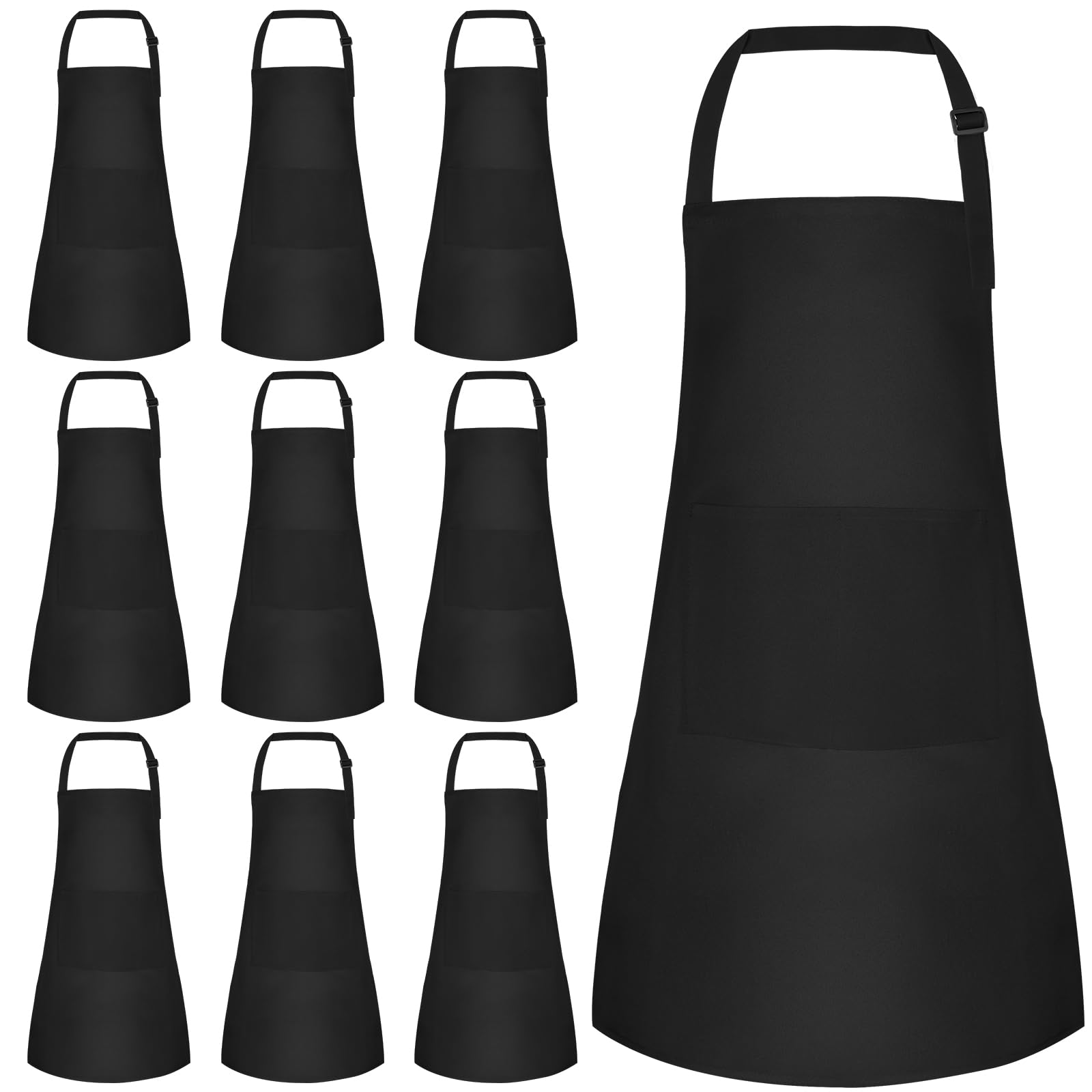 NACHLYNN 10-Piece Kids Apron, Adjustable, 2 Pockets, Black, Unisex Kids Apron for Painting, Cooking, Crafts