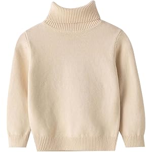 Baby Unisex Solid Knitted Turtleneck Sweater Pullover Warm Fall Winter Top for Toddler Infant