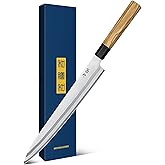 HOSHANHO Sushi Knife 10 Inch, Japanese High Carbon Steel Sashimi Knife, Ultra Sharp Yanagiba Knives, Kitchen Knives for Fish Filleting with Olive Wood Handle