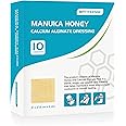 OPTITEKNIK Manuka Honey Calcium Alginate Wound Dressing 2"x2" Pack of 10, Medical Grade Manuka Honey Wound Care Bandages High Absorbency Patches for Wounds