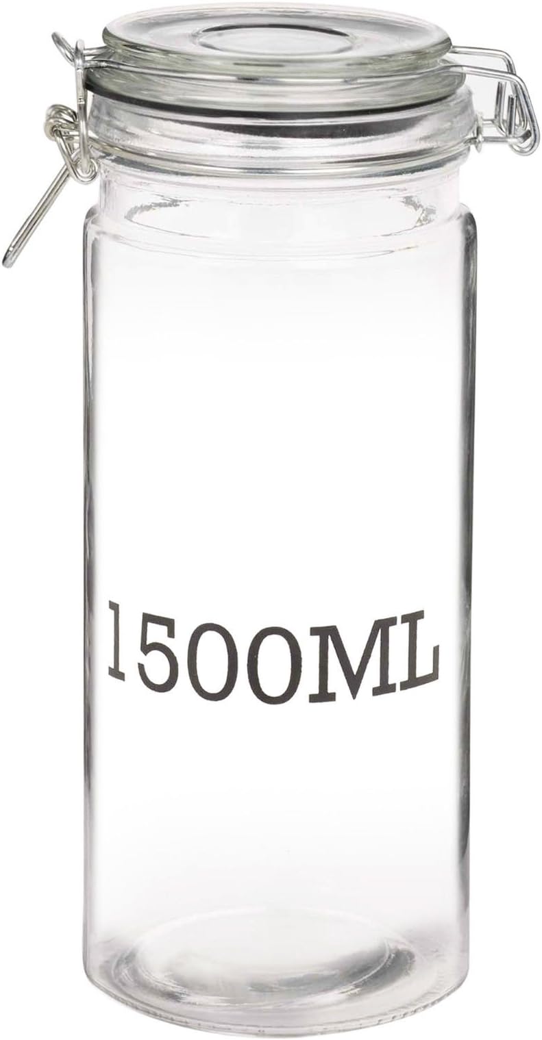 Easygift Large Glass Air Tight Sealed Storage Jar With Metal Clamp (1500ml (1.5L))