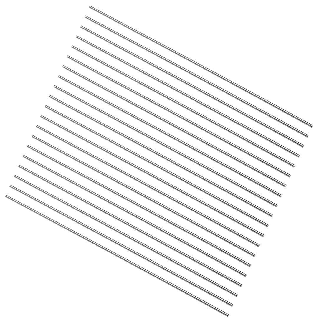 sourcing map 20pcs Round Steel Metal Rods, 2mm x 200mm High Speed Steel (HSS) Lathe Bar Stock Tool, for Shaft Gear Drill Lathes Boring Machine Turning Miniature DIY Craft, 20pcs