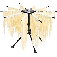 Cambom Foldable Pasta Drying Rack- Plastic Spaghetti Household Noodle Dryer with 10 Bar Handles (Black)