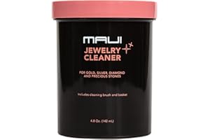 Maui Liquid Jewelry Cleaner Solution for Gold, Silver, Diamond. Safety Solution Comes with a Basket and Brushes for Extra Cleaning. NOT Guaranteed to Work on All Jewelry