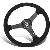 NRG Innovations RST-037MB-S 3-Spoke Suede Wrapped 350mm Steering Wheel,6X70mm Bolt Pattern,Matte Black