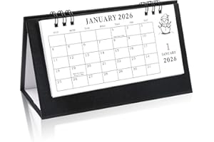 Gannyfer 2026 Desk Calendar, Small Standing Flip Desk Calendar 2026-2027, Use from January 2026 to Dec 2027, 24-Month Mini Desktop Calendar for Home, School, Office (6.89" x 3.54" Black)