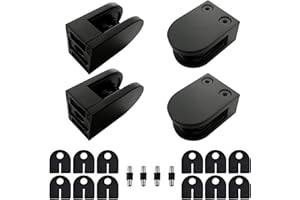 LIUCHONGYANG99 Glass Clamp - 4PCS Glass Bracket for 1/3 "-1/2" Tempered Glass, Stainless Steel 304 Flat Back Round Glass Clip Polished for BalustradeStaircaseHandrail, Glass Holder Metal Casting Black
