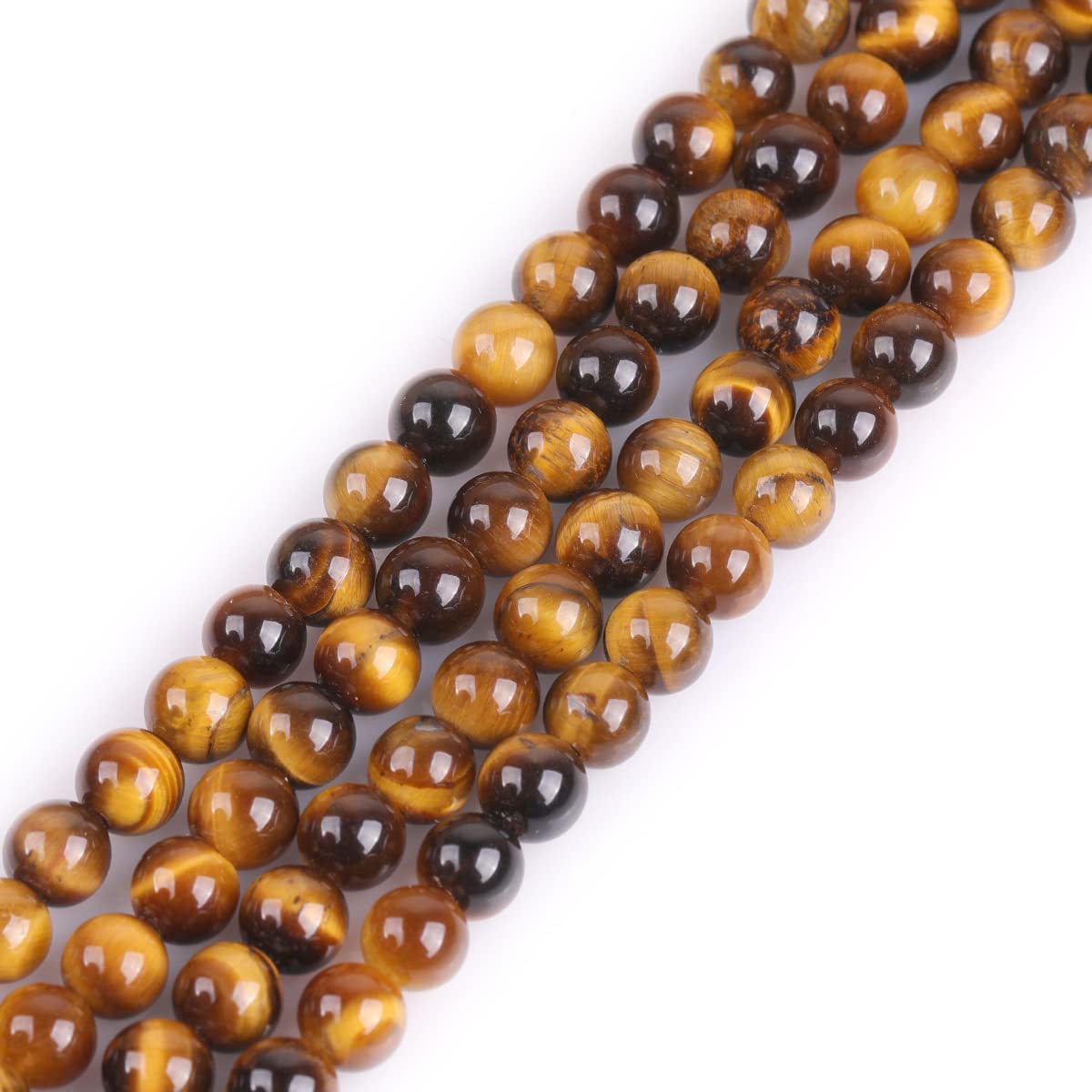 GEM-Inside Natural 6mm Yellow Tiger Eye Round Gemstone Semi Precious Loose Beads for Jewellery Making 15"