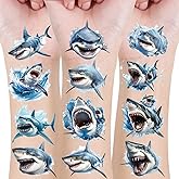 20 PCS Sheets SHARK Temporary Tattoos Sticker,Super Cute Themed Birthday Party Favors, Supplies, Decorations, Fake Tattoo Stickers, School Rewards Prizes & Gifts