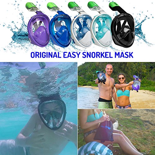 Easy Snorkel Full Face Snorkeling Mask 180 Panoramic View for Increased Visibility, Tubeless