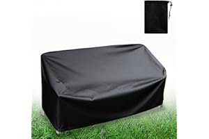 LHYBTM Outdoor Bench Cover Waterproof 210D Heavy Duty Polyester 53L x 26W(D) x 35.4H Inch All Weather Tearproof with Air Vents, Metal/Hardwood Patio Garden Loveseat Furniture (Black)