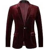 RONGKAI Mens Velvet Blazer Slim Fit Fashion Suit Jacket for Wedding Prom Dinner Party