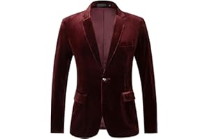RONGKAI Mens Velvet Blazer Slim Fit Fashion Suit Jacket for Wedding Prom Dinner Party