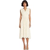Maggy London Womens V-Neck Scalloped Edge A-line Midi Dress | Plus Cocktail Dresses for Women