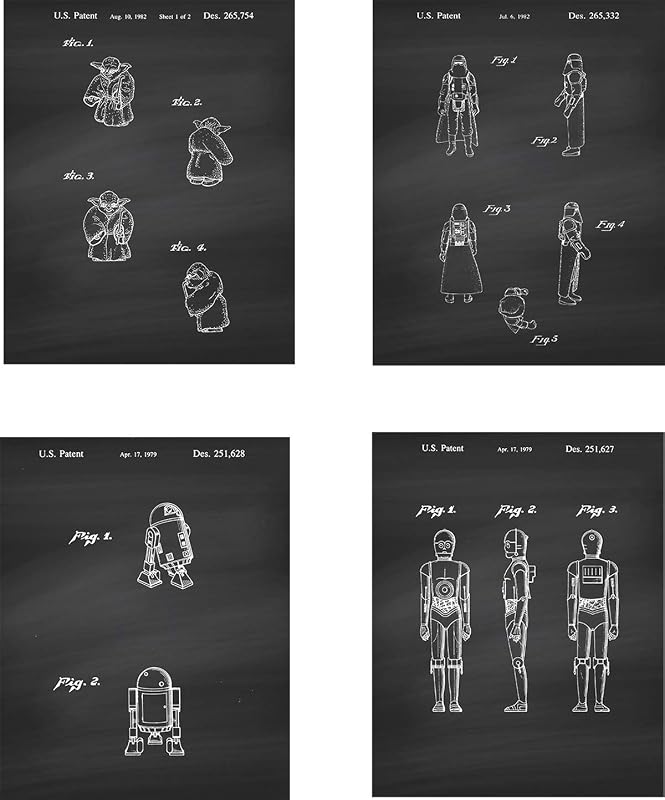 Amazon.com: Star Wars Characters Patent Wall Art Prints - set of Four