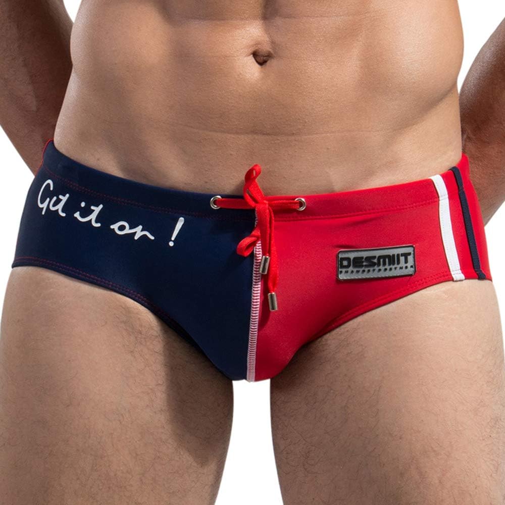 Men's Swimming Surfing Underwear Bikini Brief Swimwear Bottom with Drawstring (Type 1 4 15 UK Size)