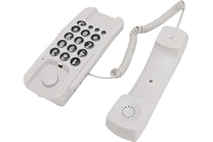 EIMSOAH Volume Adjustable Wall Mount Phone for Hotel OfficeCorded Wall Telephone with Ringer for Home ABS (White)
