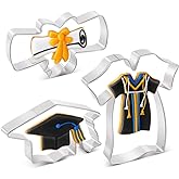 Graduation Cookie Cutters Set 3 Pieces, Stainless Steel Graducation Cap Cookie Cutter, Diploma, Graduation Gown Dress Cookie Cutter for Graduation Celebration Party