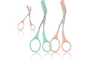 WWZJ 2Pcs Eyebrow Trimmer Scissors, Men Women Eyebrow Clippers, Comb Head Detachable, Safe Eyebrow Trimming Tool, Beard Trimmer, Easy to Operate for Beginners, Makeup Artist Recommended Eyebrow Scissors