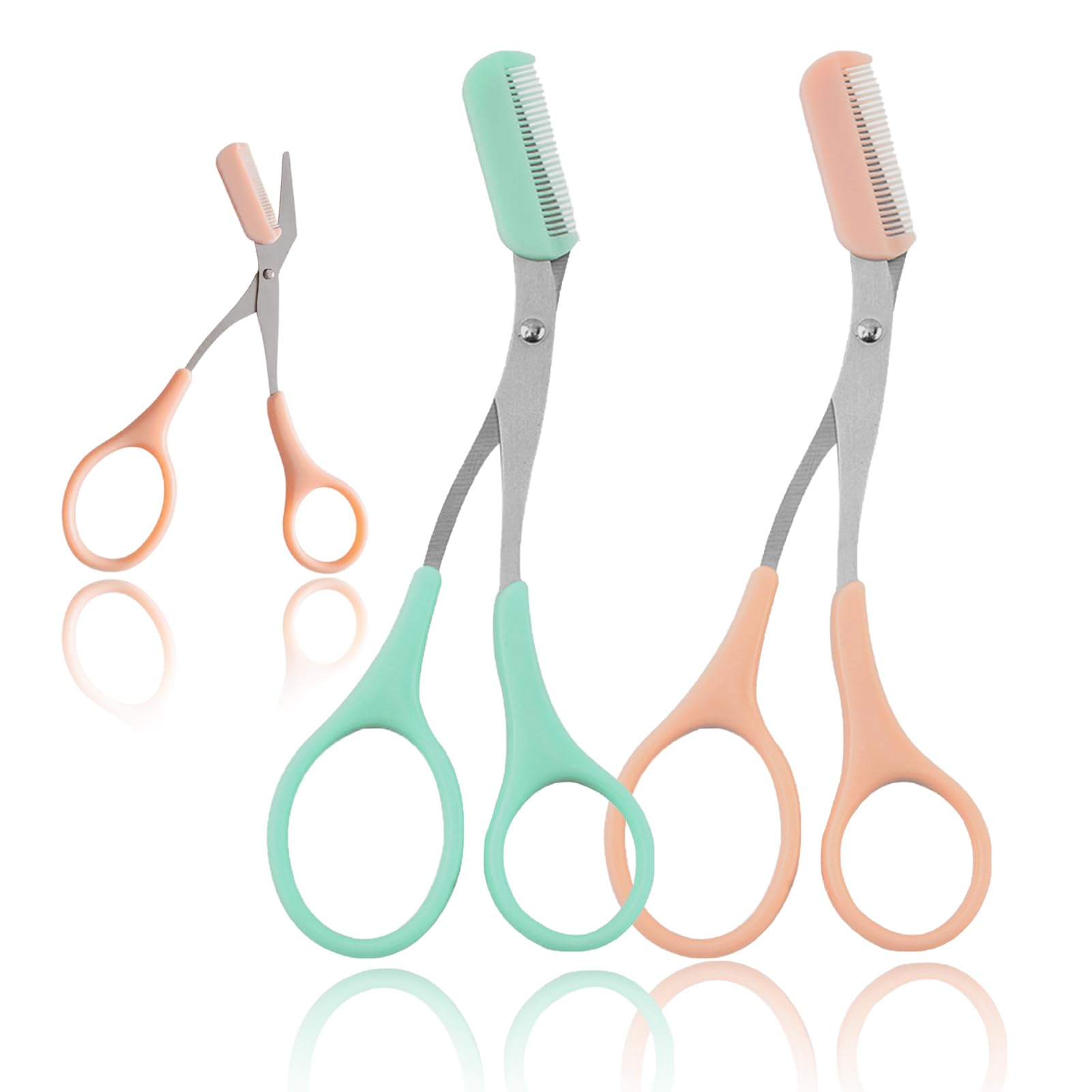 Photo 1 of 2Pcs Eyebrow Trimmer Scissors, Men Women Eyebrow Clippers, Comb Head Detachable, Safe Eyebrow Trimming Tool, Beard Trimmer, Easy to Operate for Beginners, Makeup Artist Recommended Eyebrow Scissors