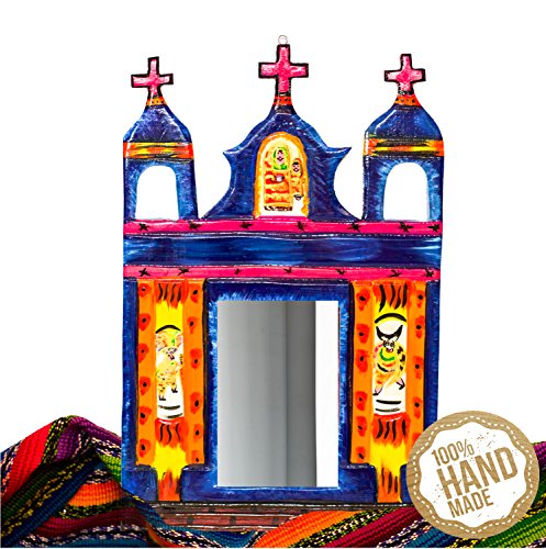 Church wooden wall art decor from guatemala with mirror…