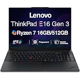 Lenovo ThinkPad E16 Gen 3 Laptop 16" FHD+ Display, Ryzen 7 250, 16GB/512GB | Premium Business PC, 8-Core Processor (> Ryzen 7 7735U), Copilot, Backlit KB, FP, WiFi 6, RJ-45, FHD IR Webcam, Win11Pro
