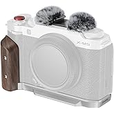 SMALLRIG X-M5 Wooden Handgrip L-Shape Grip for FUJIFILM X-M5, Built-in Quick Release Plate for Arca, Ergonomic Wood Side Handle, Include Windshield with Cold Shoe Adapter,Plate for Arca (Silver)-5261
