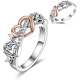 POPLYKE Animal Infinity Ring 925 Sterling Silver Cute Animal Ring Mother MOM Jewelry Gift for Women Daughter Granddaughter