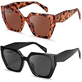Dollger Polarized Big Trendy Square Cat Eye Sunglasses for Women Fashion Cool Stylish Retro Designer Sun Glasses UV400