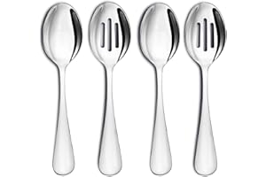 4-Piece Stainless Steel Buffet Serving Spoons Set,Stainless steel serving spoons， Include 2 Serving Spoons and 2 Slotted Spoo