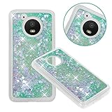 Moto E4 (US Version) Case, NOKEA Soft TPU Flowing Liquid Floating Luxury Bling Glitter Sparkle Case Cover Fashion Design for Moto E4 (US Version) (Green)