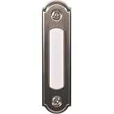 Newhouse Hardware LED Lighted Metal Door Chime Push Button (Satin Nickel) | Surface Mount Lighted Door Bell Button | Replacement Wired Doorbell Button for Most Door Bell Chimes