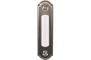Newhouse Hardware LED Lighted Metal Door Chime Push Button (Satin Nickel) | Surface Mount Lighted Door Bell Button | Replacement Wired Doorbell Button for Most Door Bell Chimes