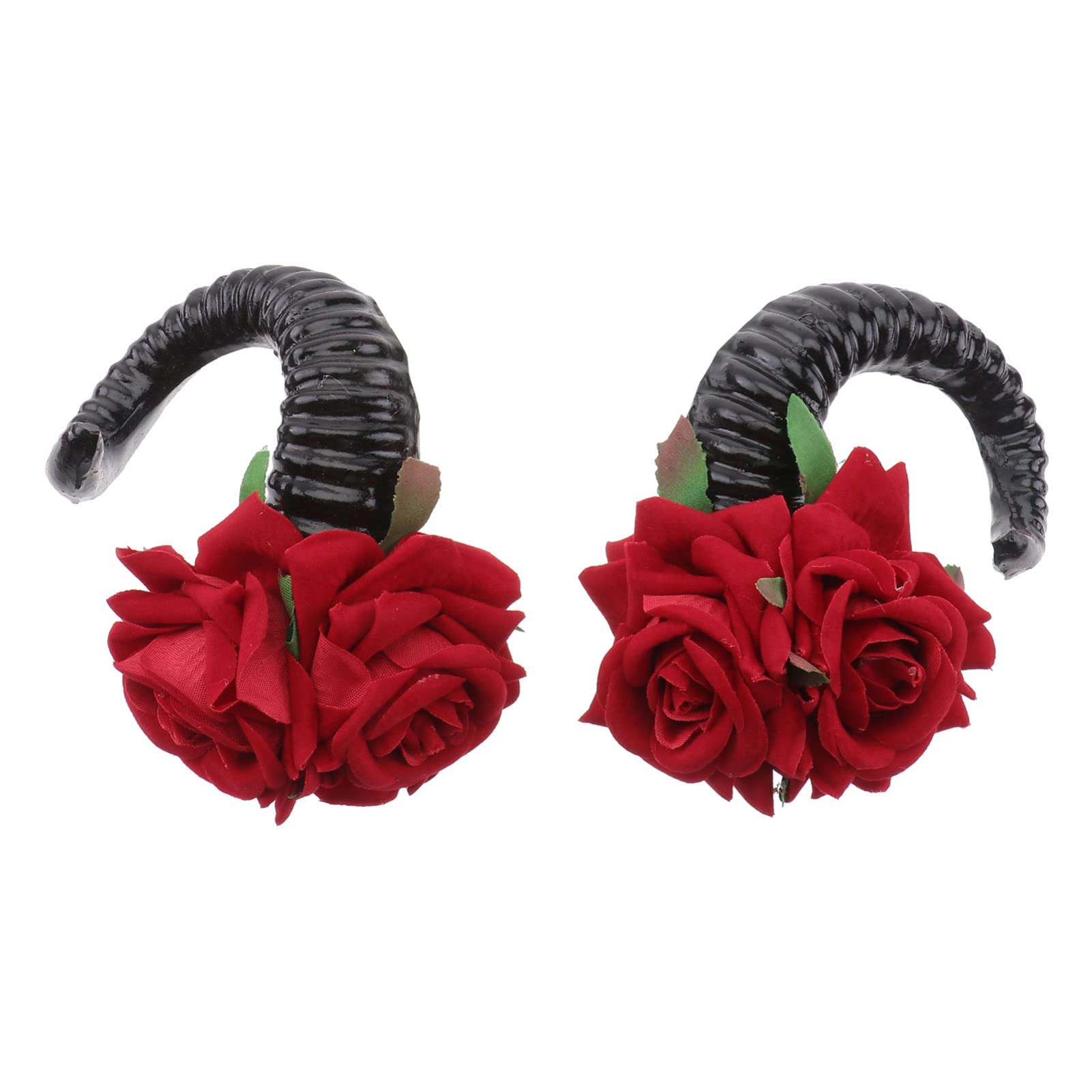 Lurrose 2pcs Halloween Horn Hairpin Simulation Rose Hair Clips for Girls Halloween Party Dressing Dancing Party