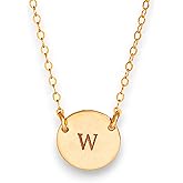 HotMixCold Custom Initial Circle Disc Necklace, Simple Personalized Jewelry, Sister, Bridesmaid, Mother Gift | 7/16-inch